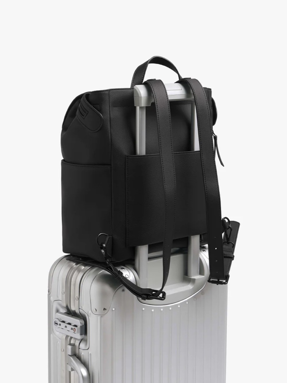 Mini baie Kinney black leather vegan diaper bag backpack - Picture 6 of 6